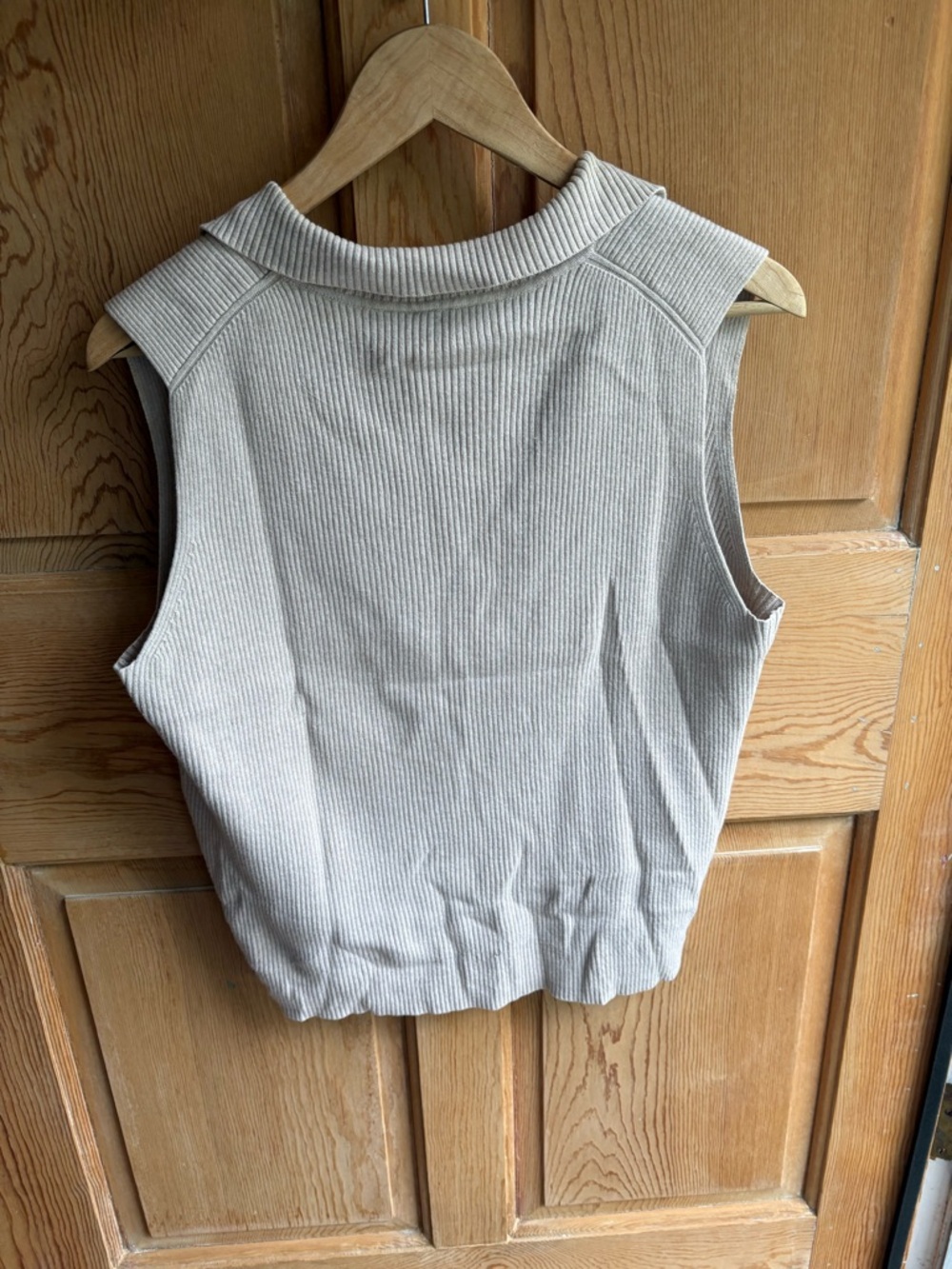 Liz Claiborne 100% Cotton Tan Knit Collared Tank | Size Large - Picture 3 of 4
